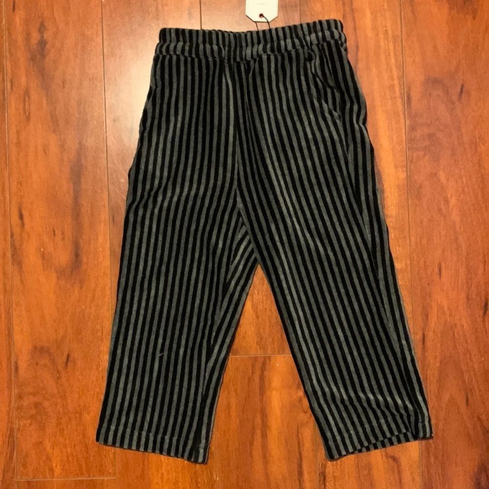 Velour Grey and Black Striped Pants Toddler Size 3/4 MoVint